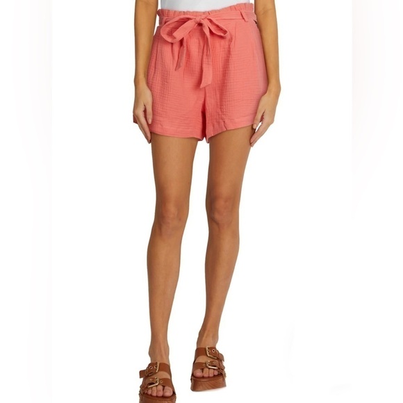 NEW Wild Fox Tea Rose Paper-bag Shorts with Tie Size Med - Picture 1 of 6